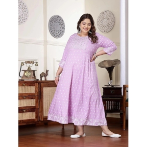 Little More By Stylum Rayon Printed Anarkali Womens Kurti - Lavender ( Pack of 1 ) - None