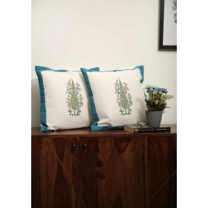 Bluebell Hand Block Print Cotton Cushion Cover