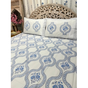 Hand Block Cotton Bedsheet | Neeljaal Bedsheet-Super King