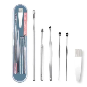 6 Pieces Ear Wax Removal Smooth Stainless Steel Kit