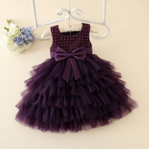 Cutedoll Wine Color Net Embroidered Kids Baby Frock Dress-6-9 Month