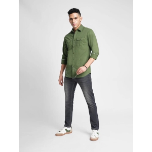 Olive Cotton Double Pocket Shirt-L / Olive