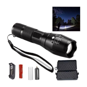 ST 18W Flashlight Torch Rechargeable for Home Hiking & Camping - Black