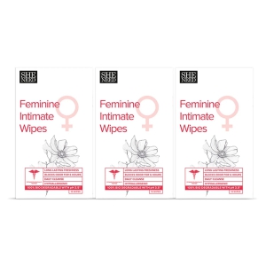 SHENEED Feminine Intimate wipes 10 N (pack of 3) odor block |daily cleanse| no alcohol| Balances pH| Paraben & Sulphate Free | Travel Friendly