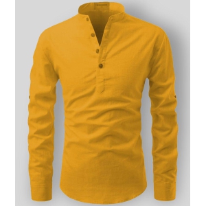 Life Roads - Yellow Cotton Men's Shirt Style Kurta ( Pack of 1 ) - None