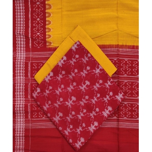 Red Yellow Sambalpuri Handwoven Single Ikat Suit Set