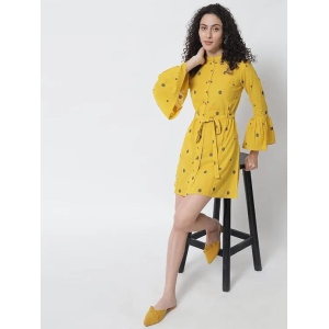 Women Yellow Fit & Flare Dress-Small