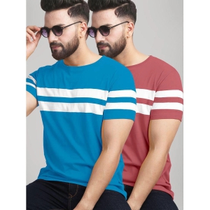 AUSK - Peach Cotton Blend Regular Fit Men's T-Shirt ( Pack of 2 ) - None