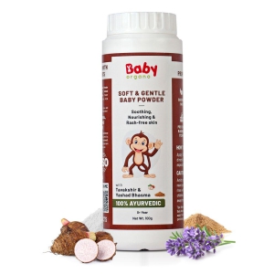 BabyOrgano Soft & Gentle Baby Powder | Contains Tavakshir, Yashad Bhasma, Sankhjiru Ayurvedic Ingredients | 100% Ayurvedic