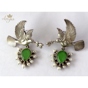 Azayaa World Light green Charming love bird earring