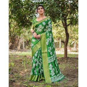 Demanding Printed Silk Perrot Color Saree