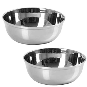 SHINI LIFESTYLE Katora, Dal Chawal Bowl, Soup Bowl, Katori Stainless Steel Vegetable Bowl (Silver, Pack of 2)