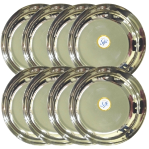 SHINI LIFESTYLE Stainless Steel Halwa plate /Dessert Plate Set,Halwa Plate Set, Round Beeding Halwa Plate (4 pieces, 12cm dia)