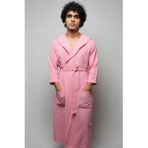 Cotton matte bathrobe with lining - full length-Off White / XL