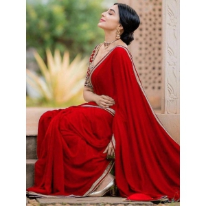 Red Silk Saree | Bridesmaid Saree | Indian Wedding Saree | Bollywood Saree  by Rang Bharat