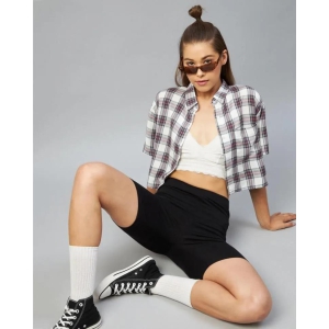 Viscose Checkered Crop Shirt for Womens-S