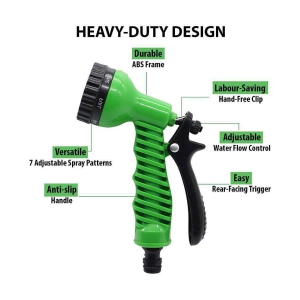 Holyratna Plastic 7 Pattern High Pressure Garden Hose Nozzle Water Spray Gun (Green)