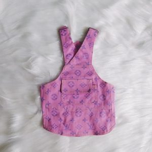 Dog Clothes| LV Denim Dungaree | Sizes and Colours Available| Claws N Paws-Pink / S