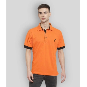 Uzarus Orange Cotton Solid Polo T-Shirt - None