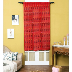 Three Panel Bamboo Curtain - Red-9 ft length