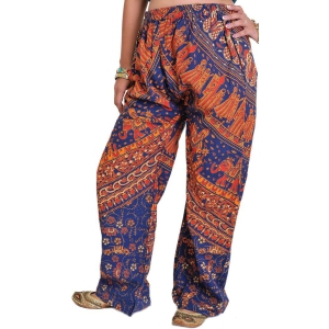 True-Navy Casual Trousers from Jodhpur with Printed Marriage Procession