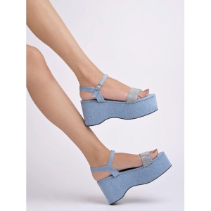 Shoetopia Blue Womens Sandal Heels - None