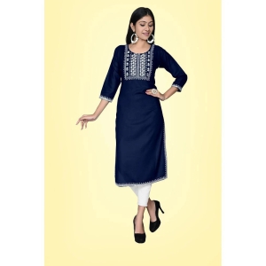 Kapadia - Navy Blue Rayon Womens Straight Kurti ( Pack of 1 ) - None