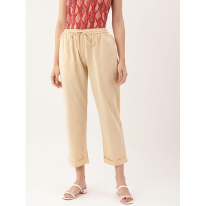Beige Cotton Ankle Length Palazzo - Trouser