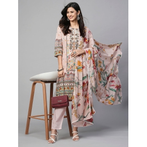 Golden Sands: Beige Colored Printed Kurta Pant Set for Women-L