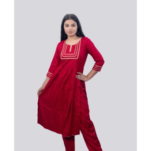 Anikrritis Red Party Wear Nyra Cut Suit with Dupatta-XXL