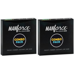 MANFORCE Combo Pack Chocolate Strawberry Coffee Black Grapes Melon Condom  20 Pcs x Pack of 2