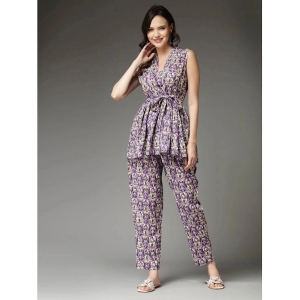 Stylum Purple Embellished Pant Top Set - None