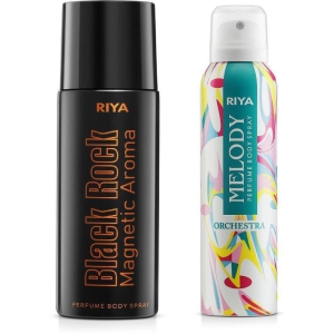 Riya Black Rock & Melody Deodorant Spray & Perfume For Unisex 300 ( Pack of 2 )