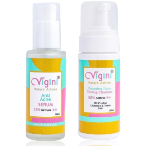 Vigini Anti Acne Serum With Foaming Face Wash Gel 200 ml Pack Of 2