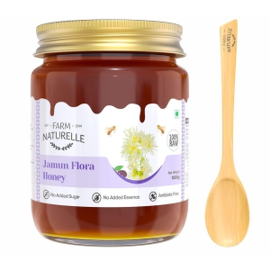 Farm Naturelle-Jamun Flower Wild Forest Honey | 100% Pure Honey |850g+150g Extra and a Wooden Spoon| Raw Natural Unprocessed Honey - Un-Heated Honey | Lab Tested Honey in Glass Bottle.