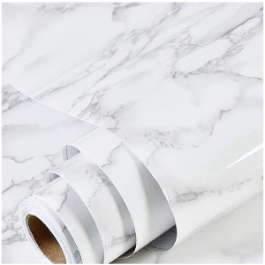 NILKANT ENTERPRISEWhite Marble Sticker For Kitchen Countertops Waterproof Black Marble Wallpaper Self Adhesive And Removable Marble Paper For Kitchen Bathroom Cabinet Furniture (60*200 Cm)