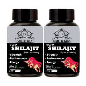 EARTH KING Power Shilajit/Shilajeet Capsule Support Strength, Stamina & Energy- 500mg 120 Capsules (Shilajit Pack of 2)