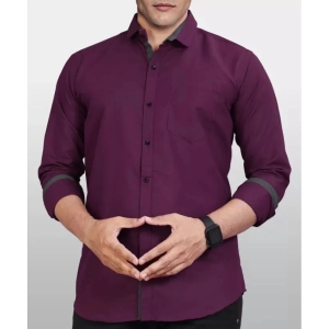 Supersquad Cotton Blend Regular Fit Solids Full Sleeves Mens Casual Shirt - Purple ( Pack of 1 ) - None