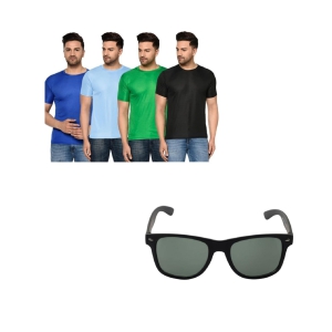 Men's Pack Of-4 Half Sleeves Round Neck T-shirt With Wayfarer Sunglass Combo-M