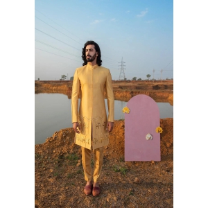 Golden Glow Flamingo Sherwani Set-XL / Gold