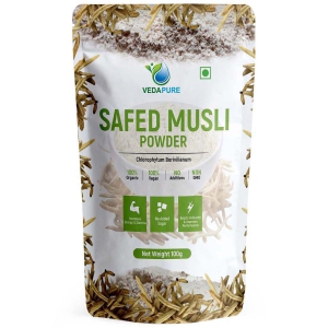 VEDAPURE Safed Musli Powder Supports Muscle Mass,Bones & Joints Boosts Energy, Immunity & Stamina -100gm (Pack of 1)