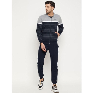 Wild West Navy Blue Fleece Regular Fit Striped Mens Sports Tracksuit ( Pack of 1 ) - None