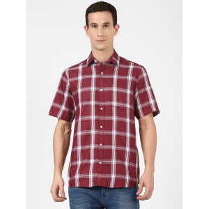 UrbanMark 100% Cotton Regular Fit Checks Half Sleeves Mens Casual Shirt - Maroon ( Pack of 1 ) - None