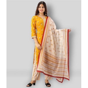 FABRR - Yellow Straight Cotton Women's Stitched Salwar Suit ( Pack of 1 ) - L