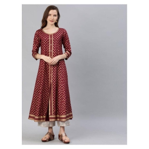 yash-gallery-maroon-rayon-womens-flared-kurti-pack-of-1-xxl