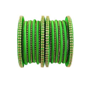 Stylish Alloy Women & Girls Ball Chain Bangles with Intricate Bagdi Thread Design - Ball Chain Bangles - Bagdi Thread Bangles - Traditional Bangles for Wedding, Party, Anniversary-10 (Lime, 2.4)