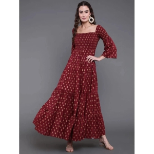 Antaran Cotton Printed Ankle Length Womens Gown - Maroon ( Pack of 1 ) - None