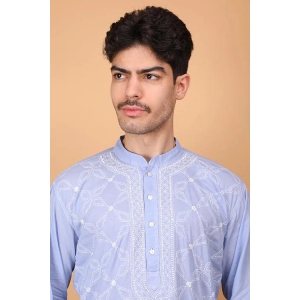 Shwet Men Cotton Light Blue Chikankari Men Kurta - 294-M