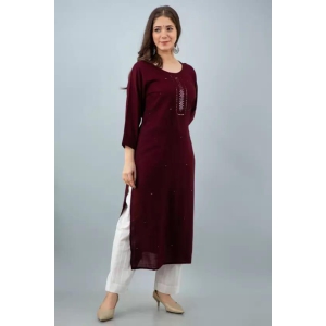 Women Solid Cotton Blend Straight Kurta