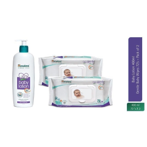 Himalaya Baby Lotion 400ml + Himalaya Gentle Baby Wipes 72 (2pcs)